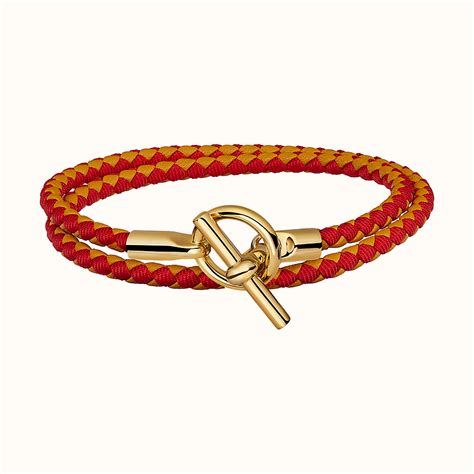 bracelet cuir double tour hermes|Hermes bracelet leather price.